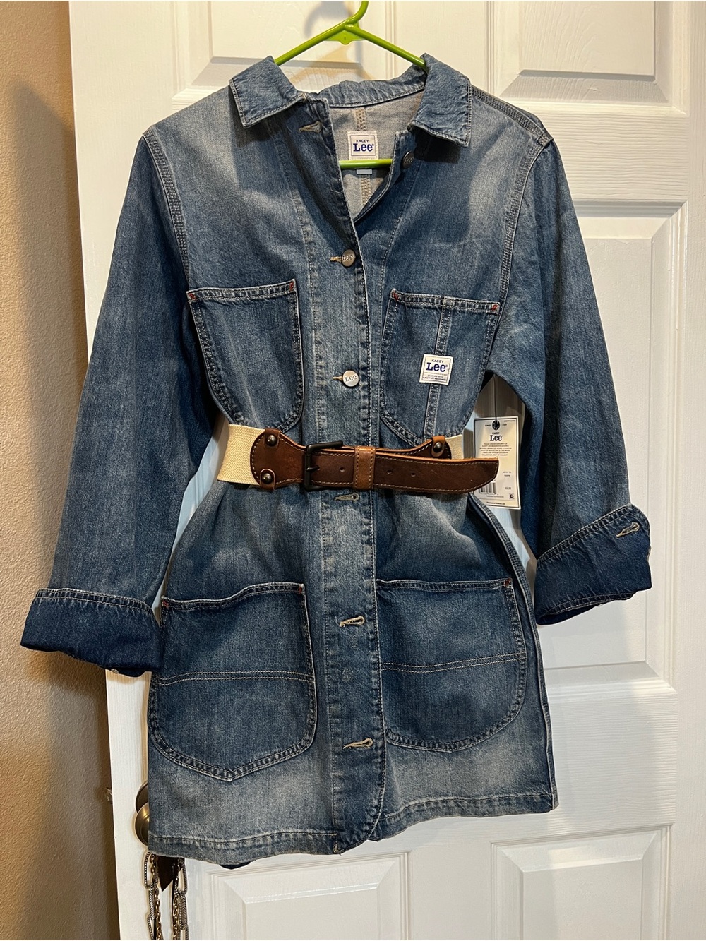 Kacey Lee Women's Denim Chore Dress with Long Sleeves, Sizes S